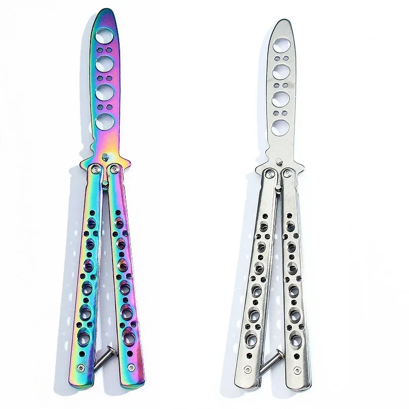 Folding Butterfly Knife Trainer Stainless Steel Pocket Practice Training Uncut Tool for Outdoor Games Hand Movements