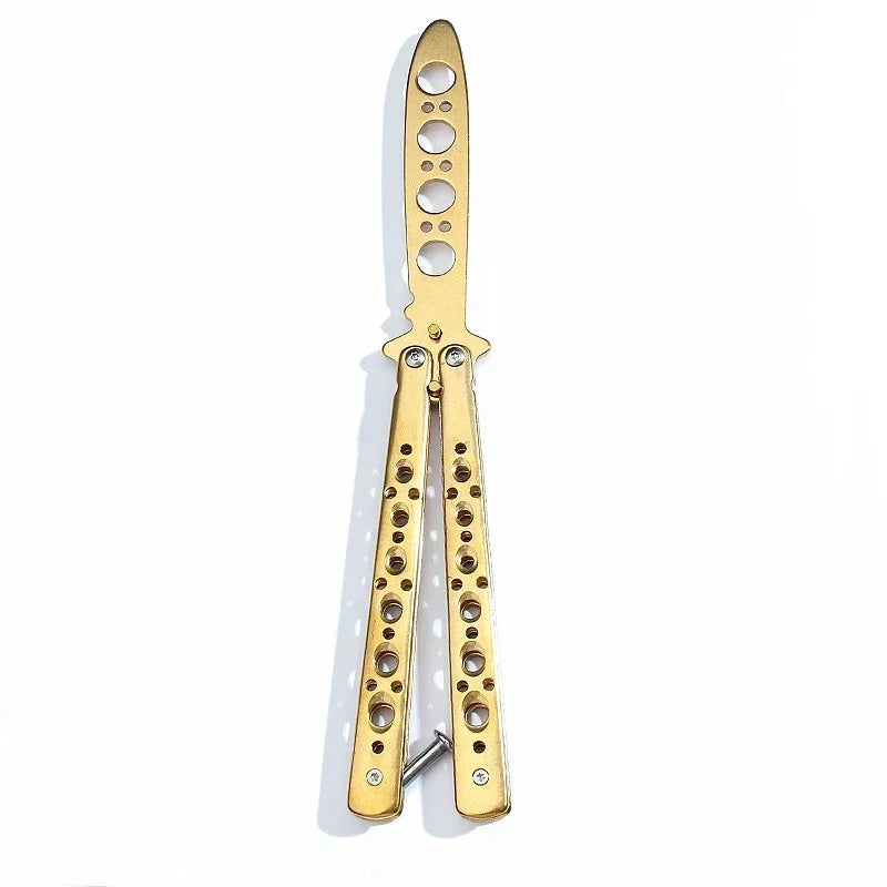 Folding Butterfly Knife Trainer Stainless Steel Pocket Practice Training Uncut Tool for Outdoor Games Hand Movements