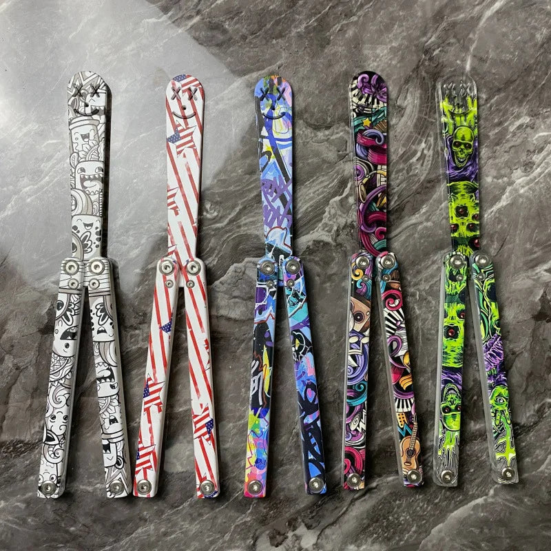 Plastic Butterfly Knife for Beginners, Swinging Hands, Fancy Plastic Butterfly Knife, UV Printing