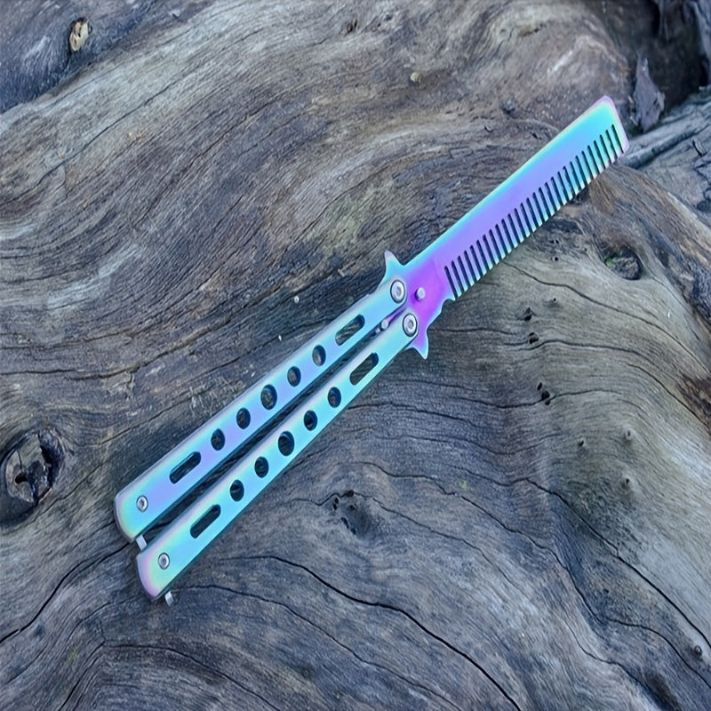 Colorful Steel Butterfly Folding Knife, Unbladed Practice Comb Shake Knife - Wholesale