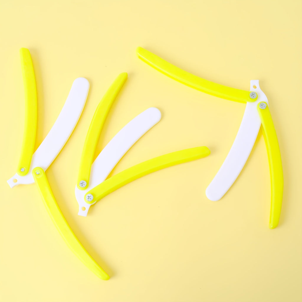 Radish Butterfly Knife - Non-Sharp Safe Folding Prop with Yellow & White Handle, Lightweight Anime Weapon for Halloween Costumes, Cosplay, Themed Parties - Durable Plastic Construction - Ideal Gift for Anime Fans & Halloween