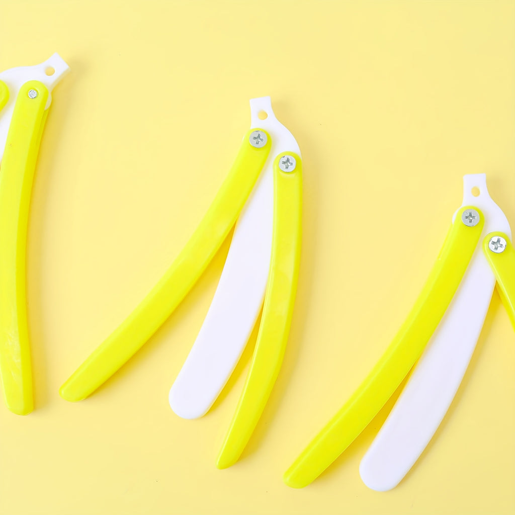 Radish Butterfly Knife - Non-Sharp Safe Folding Prop with Yellow & White Handle, Lightweight Anime Weapon for Halloween Costumes, Cosplay, Themed Parties - Durable Plastic Construction - Ideal Gift for Anime Fans & Halloween