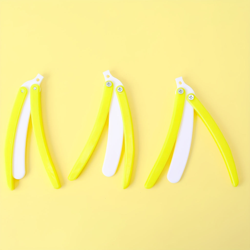 Radish Butterfly Knife - Non-Sharp Safe Folding Prop with Yellow & White Handle, Lightweight Anime Weapon for Halloween Costumes, Cosplay, Themed Parties - Durable Plastic Construction - Ideal Gift for Anime Fans & Halloween