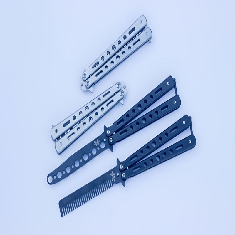 Colorful Steel Butterfly Folding Knife, Unbladed Practice Comb Shake Knife - Wholesale