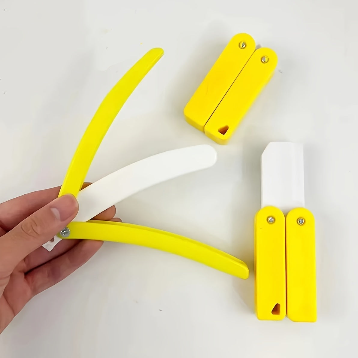 Radish Butterfly Knife - Non-Sharp Safe Folding Prop with Yellow & White Handle, Lightweight Anime Weapon for Halloween Costumes, Cosplay, Themed Parties - Durable Plastic Construction - Ideal Gift for Anime Fans & Halloween