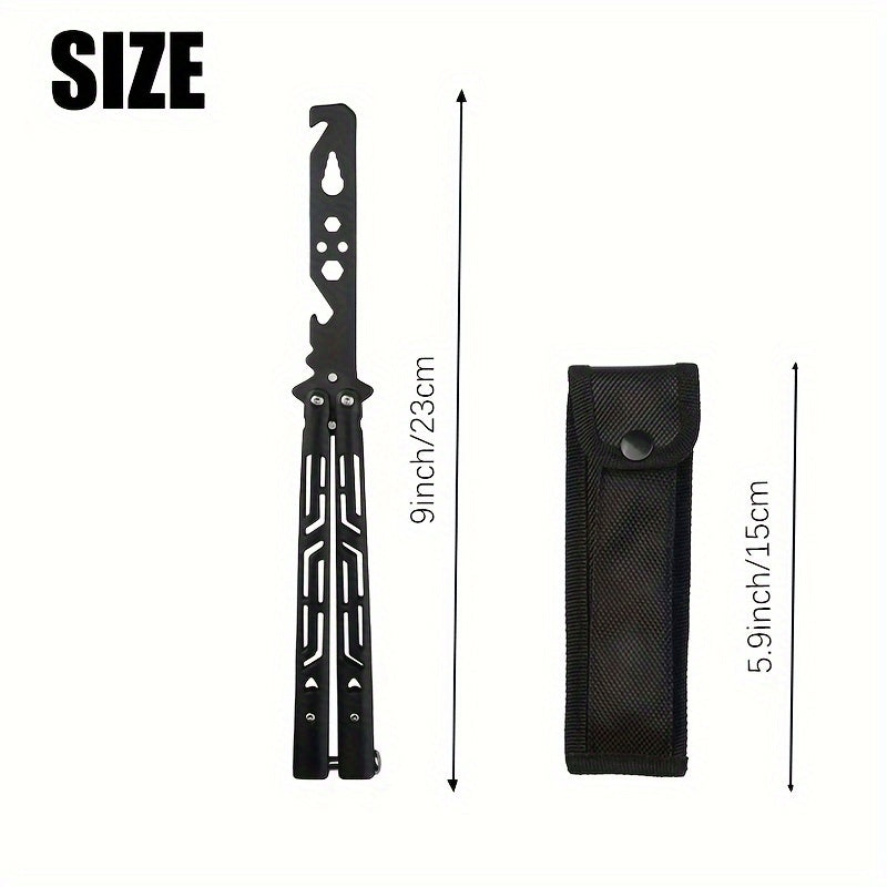 Metal model prop, Unique Butterfly Knife Bottle Opener Tool - Cool Folding Design for Beer, Practice Trainer & Party Gift